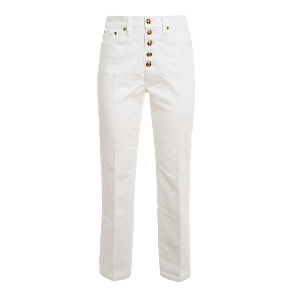 Tory Burch Button Fly Straight Leg Jeans